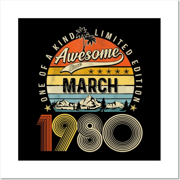 Awesome Since March 1980 Vintage 43rd Birthday Wall Art by Centorinoruben.Butterfly